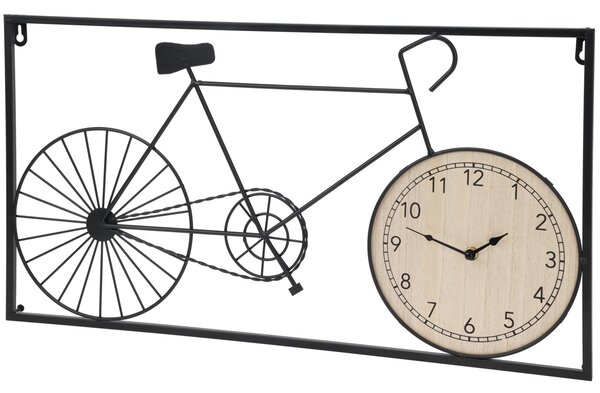 Decorațiune de perete metalică bicicletă retro și ceas, 60 x 32 x 5 cm