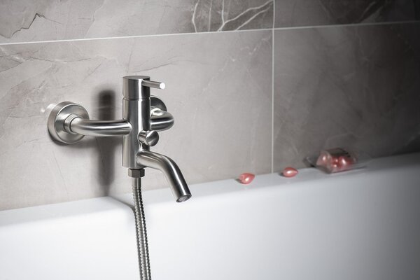 Sapho Sapho, robinet de lavoar vertical MINIMAL, înalt fără priză, oțel inoxidabil, MI202