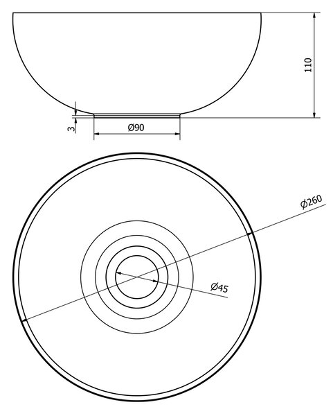 Sapho Sapho, Chiuvetă de blat din beton MINOR, diametru 26 cm, gri, MR26017