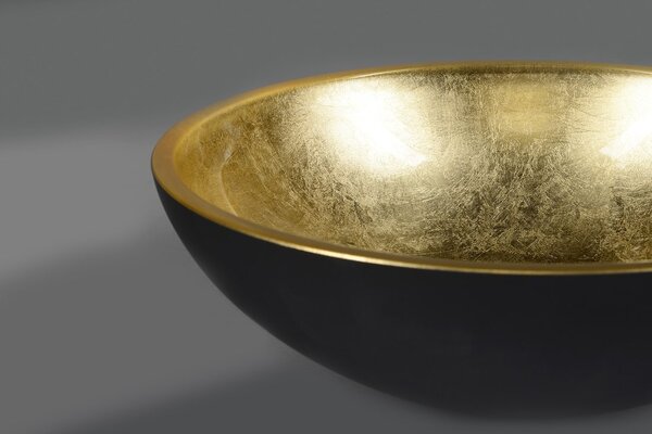 Sapho Sapho, chiuveta din sticla MURANO BLACK-GOLD 40x14cm, auriu/negru, AL5318-77