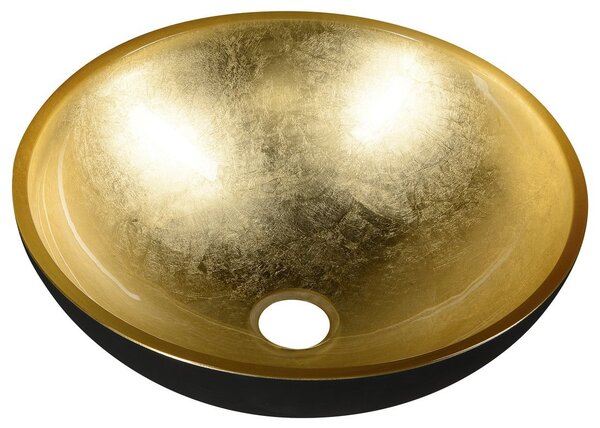 Sapho Sapho, chiuveta din sticla MURANO BLACK-GOLD 40x14cm, auriu/negru, AL5318-77