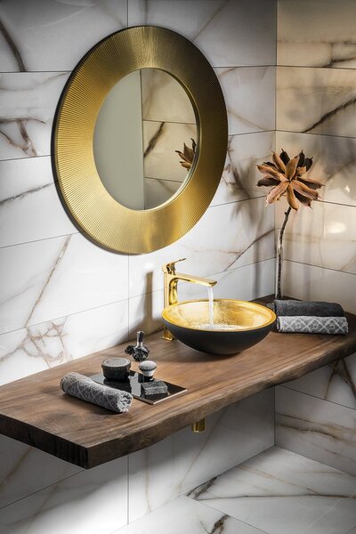 Sapho Sapho, chiuveta din sticla MURANO BLACK-GOLD 40x14cm, auriu/negru, AL5318-77