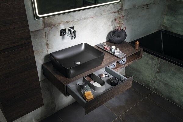 Sapho Sapho, dulap lavoar MORIAN 120x14x48cm, stejar negru, stanga, MR122