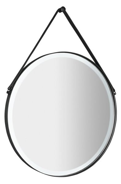 Sapho Sapho, oglinda rotunda ORBITER cu iluminare LED, curea din piele, ø 60cm, mat negru, ORL060