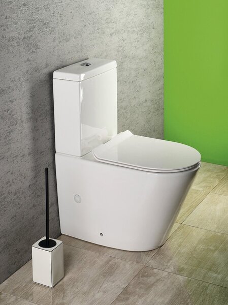 Sapho Sapho, vas combinat WC PACO FĂRĂ BORDA cu rezervor, deșeuri inferioară/spate, fildeș, PC1012WRBE