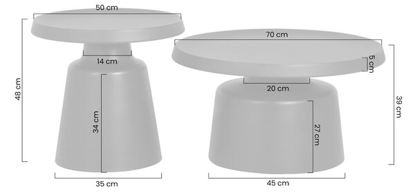 Set măsuțe de cafea Nerox - negru mat