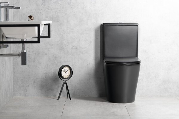 Sapho Sapho, WC combinat PACO FĂRĂ BORĂ, deșeuri inferioare/spate, negru, PC1012WRB