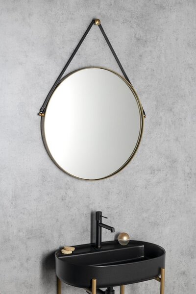 Sapho Sapho, oglindă rotundă ORBITER cu curea, ø 60cm, auriu mat, ORT060G