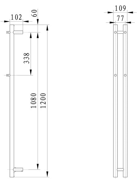 Sapho Sapho, uscator de prosoape electric PAPINADO, 109x1200mm, 40W, mat negru, ER340