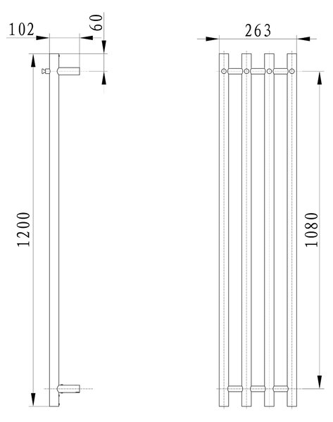 Sapho Sapho, uscator de prosoape electric PAPINADO, 263x1200mm, 85W, crom, ER750