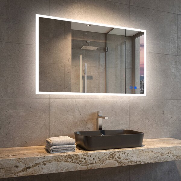 Oglindă dreptunghiulară de baie LED 80x60 cm