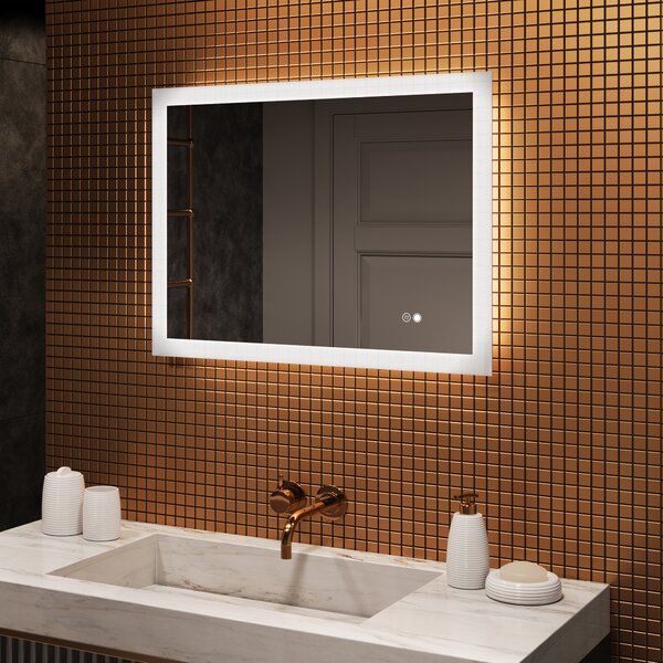 Oglindă dreptunghiulară de baie LED 80x60 cm