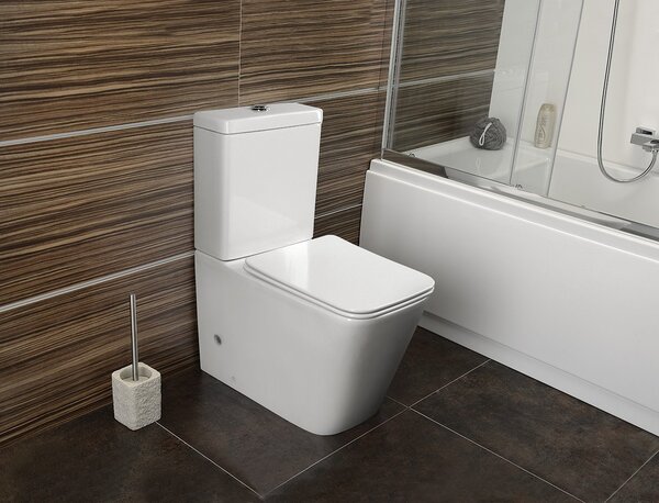 Sapho Vas WC suspendat Sapho, PORTO CLEANWASH Rimless, robinet integrat si spray bideu 36x52cm, alb, PZ102RX