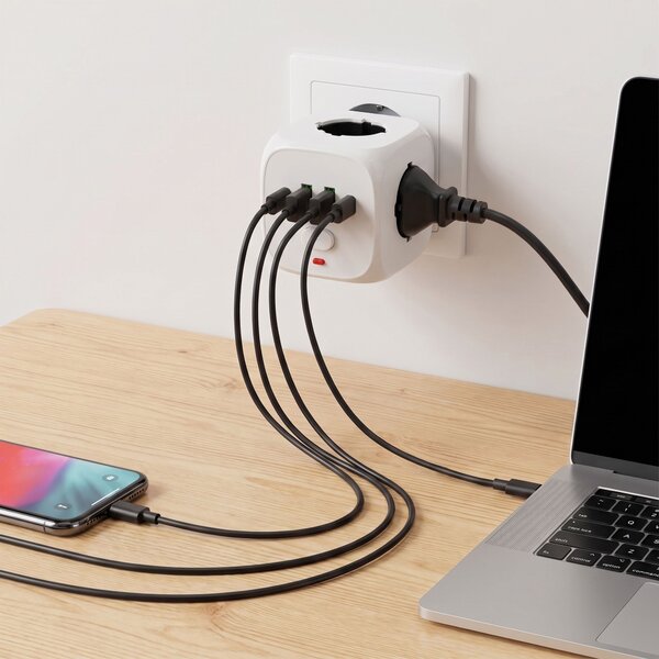 Toolight Toolight, JNH019, prelungitor 7 în 1, 3 prize + 2× USB-A + 2× USB-C, alb, OSW-56305