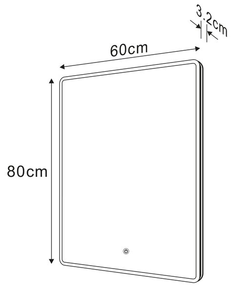 Sapho Sapho, oglinda PIRI cu iluminare LED 60x80cm, senzor tactil, 2700-6500K, PR600S