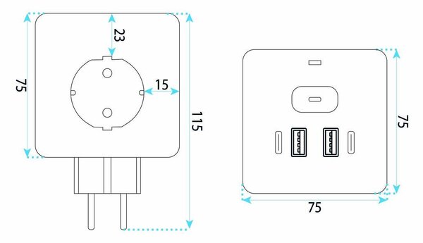Toolight Toolight, JNH019, prelungitor 7 în 1, 3 prize + 2× USB-A + 2× USB-C, negru, OSW-56304