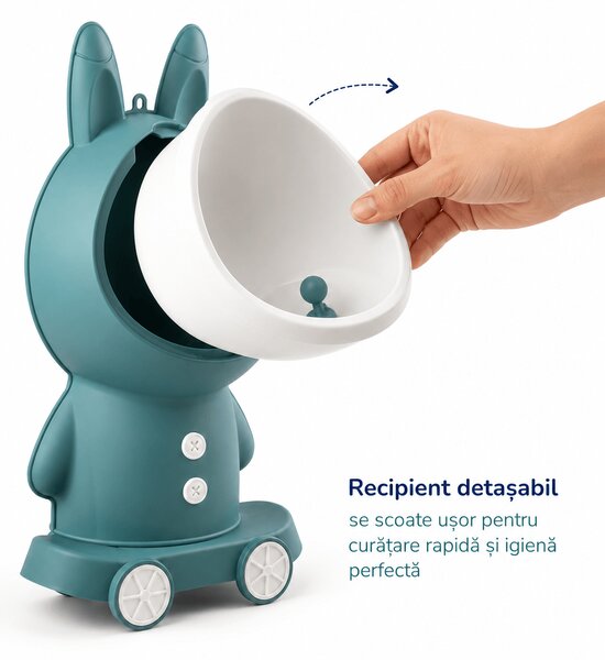 Olita tip pisoar baieti Kidizi Bunny – inaltime reglabila, tinta rotativa, montaj pe podea