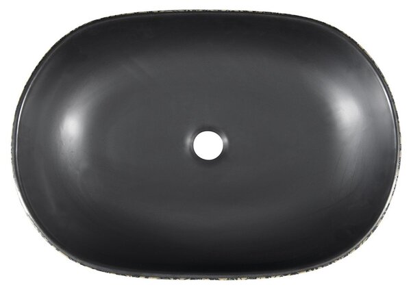 Sapho Sapho, chiuveta ceramica PRIORI, 60x13,5x40 cm, culoare negru cu pictura albastra, PI026