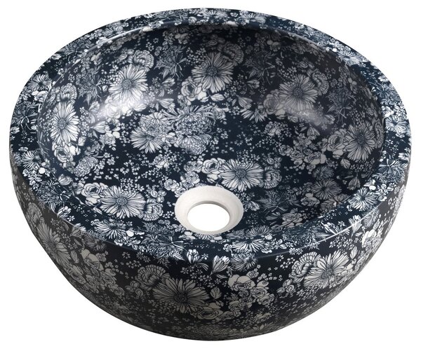 Sapho Sapho, chiuveta de blat ceramica PRIORI Ø 41 cm, albastru cu model, PI038