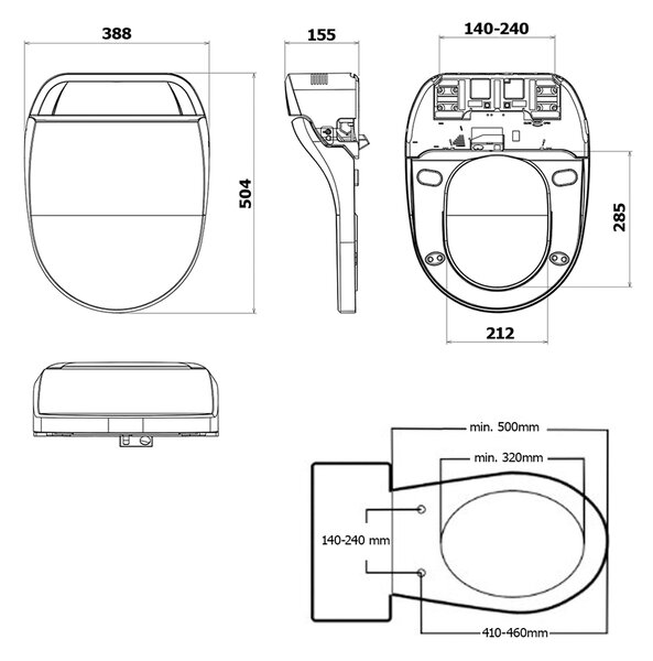 Sapho Sapho, WC suspendat PURA BIG cu bideu electronic USPA LUX, UB-6635RU-1