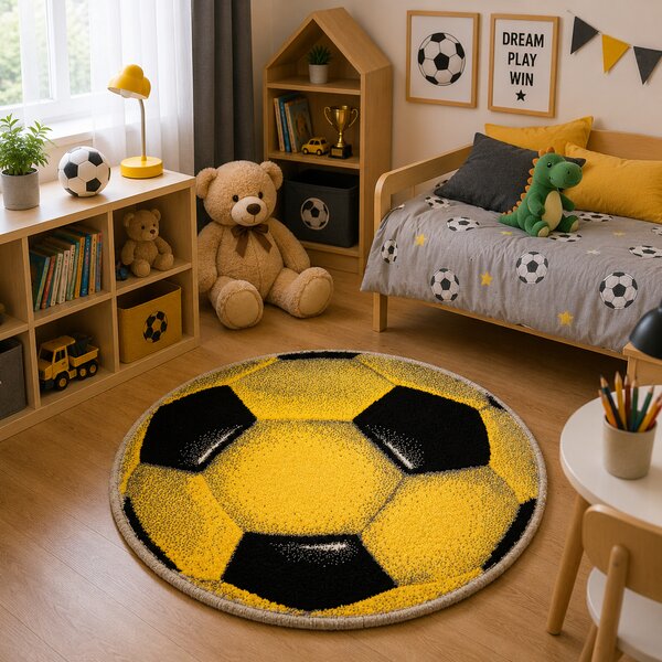 Covor Kolibri, Rotund, Minge Fotbal, 67x67 cm, 2300 gr mp