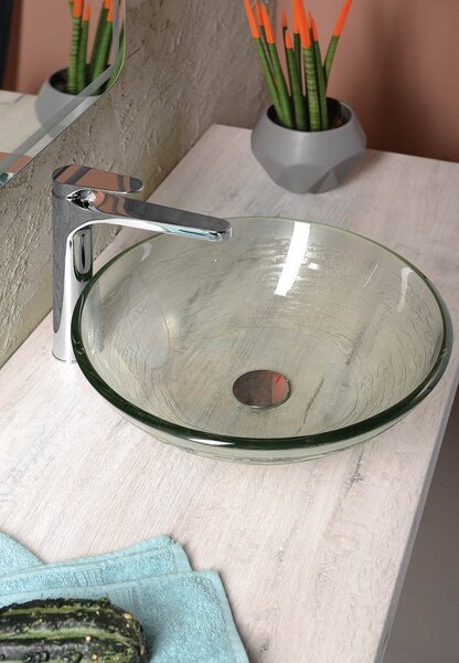 Sapho Sapho, Chiuvetă din sticlă RIPPLE diametru 42 cm, 2501-18