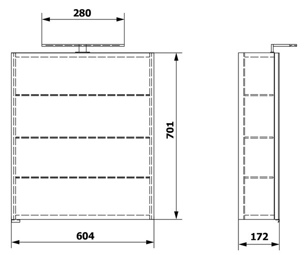Sapho Sapho, galerie RIWA cu iluminare LED, 60x70x17cm, alb lucios, RIW060-0030