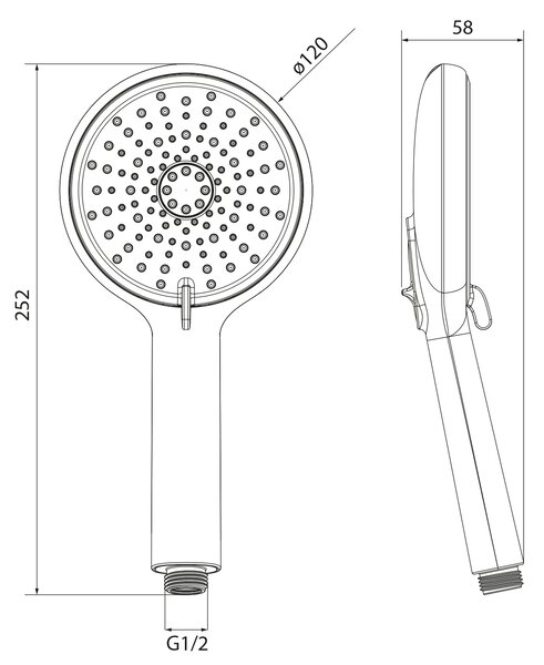Sapho Sapho, duș cu masaj pentru mâini, 4 moduri, diametru 120 mm, ABS/mat negru, 1204-51B