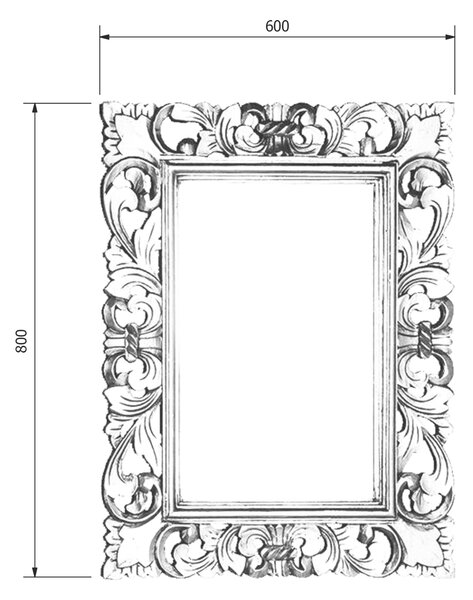 Sapho Sapho, SAMBLUNG oglinda in rama, 60x80cm, argintiu antic, IN115