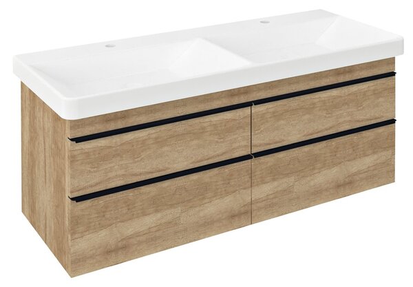 Sapho Sapho, dulap chiuveta dubla SITIA 116x50x44,1cm, 4x sertare, stejar Alabama, SI120-2222