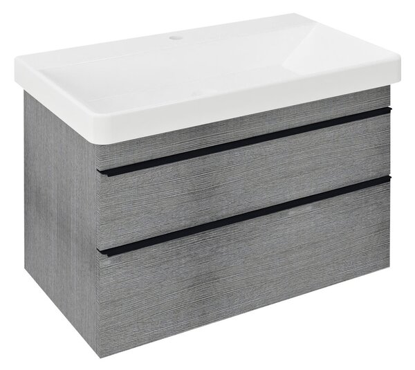 Sapho Sapho, dulap lavoar SITIA 75,6x50x44,2cm, 2x sertare, stejar argintiu, SI080-1111
