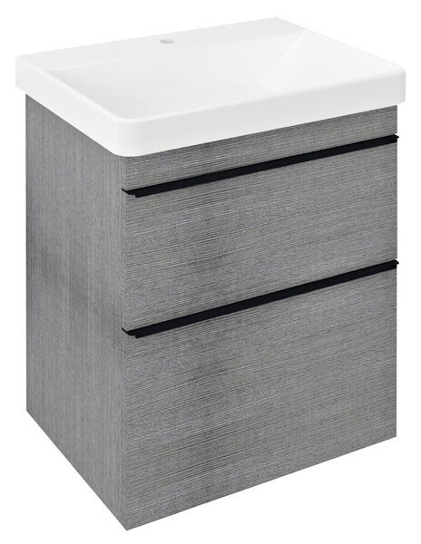 Sapho Sapho, dulap lavoar SITIA 56,4x70x44,2cm, 2x sertare, stejar argintiu, SI060-1111