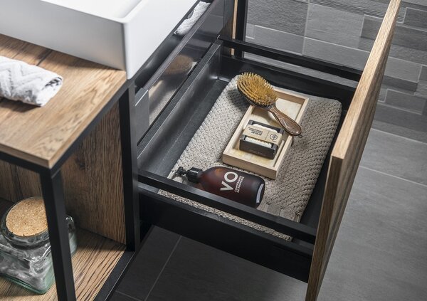 Sapho Sapho, dulap lavoar SKARA 80x49,5x46,5cm, stejar negru mat/collingwood (CG003), CG003-1919
