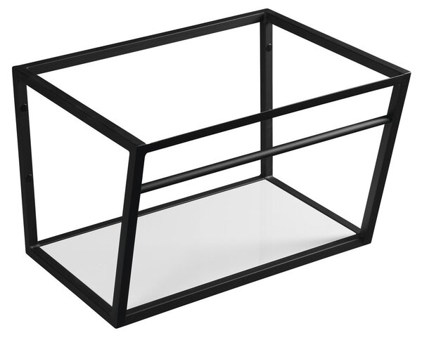 Sapho Sapho, consola SKA sub chiuveta 600x400x460mm, mat negru, cu raft MDF alb, SKA101
