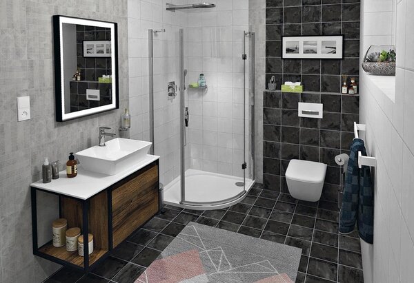 Sapho Sapho, dulap lavoar SKARA 80x49,5x46,5cm, stejar negru mat/collingwood (CG003), CG003-1919