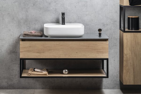 Sapho Sapho, dulap lavoar SKARA 100x50x45cm, negru mat/stejar alabama, CG009-2222