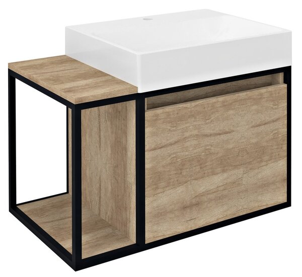 Sapho Sapho, dulap lavoar SKARA 80x49,5x46,5cm, negru mat/stejar Alabama, CG003-2222