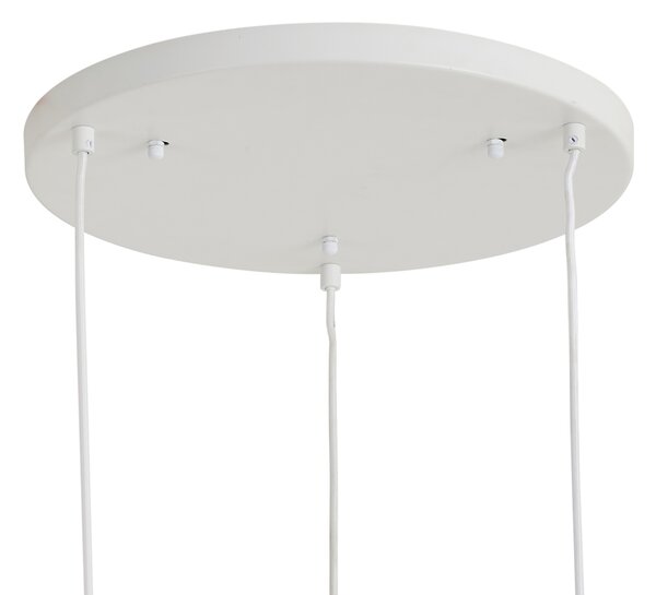 Lampă suspendată Japandi Albă cu abajur organic cu 3 lumini - Moonstone