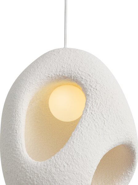 Lampă suspendată Japandi Albă cu abajur organic cu 3 lumini - Moonstone