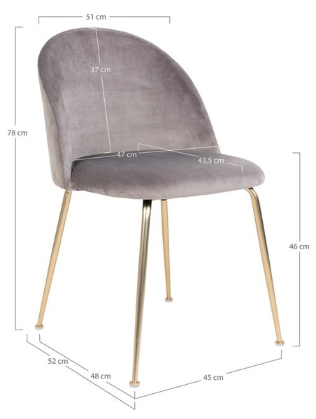 Scaune de dining gri-deschis 2 buc. din catifea Geneve – House Nordic