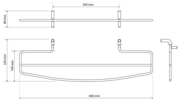 Sapho Sapho, Suport pentru prosoape pentru elemente de încălzire 214x600mm, crom, 1306-09N