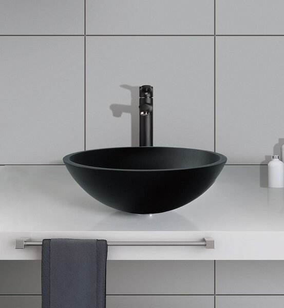 Sapho Sapho, lavoar gravat pe sticla TELICA, diametru 42 cm, negru, TY181B