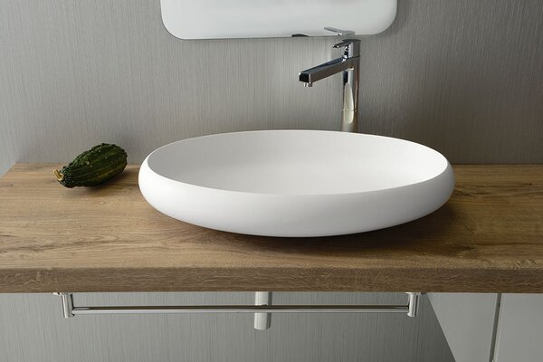 Sapho Sapho, lavoar THIN oval 600x400x112mm, pe blat, alb mat, WN213
