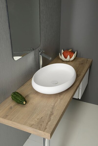 Sapho Sapho, lavoar THIN oval 600x400x112mm, pe blat, alb mat, WN213