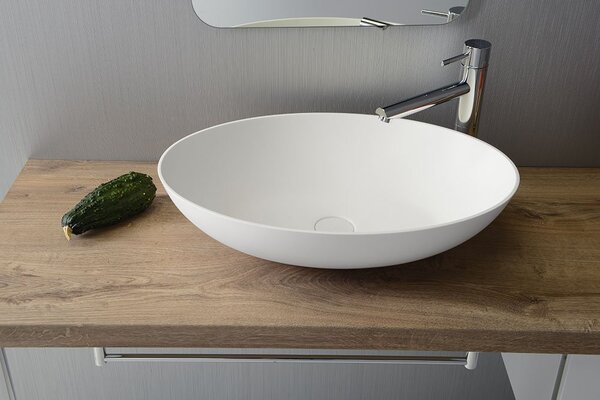 Sapho Sapho, lavoar THIN oval 600x400x112mm, pe blat, alb mat, WN213