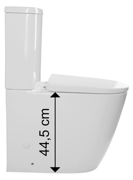 Sapho Sapho, vas combinat pentru WC TURKU FĂRĂ BORDA ridicat, cu apă/deșeuri spate, PC104WR