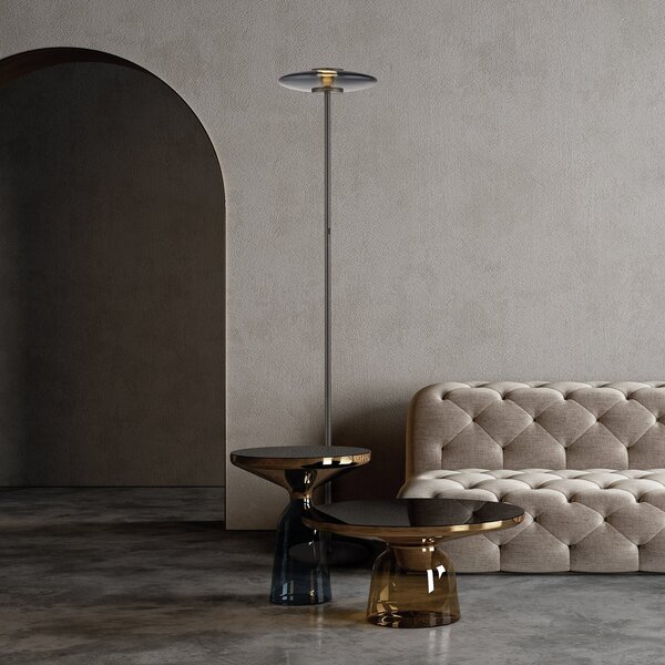 Lampadar PURE, Vitrum, reglabil, Gri, Camera de zi, Aluminiu, Modern