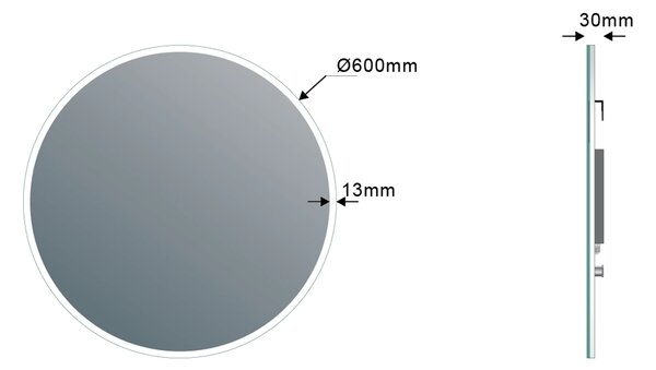 Sapho Sapho, oglindă rotundă cu iluminare din spate LED VISO diametru 60 cm cu raft, mat alb, VS060-01