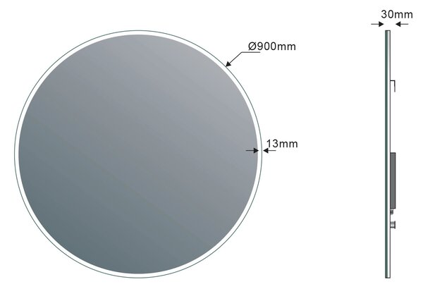 Sapho Sapho, oglinda rotunda VISO cu iluminare LED, ø 90cm, VS090