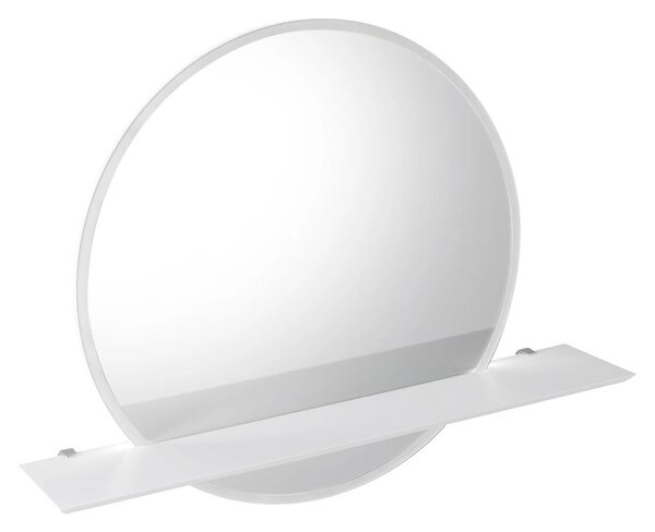 Sapho Sapho, oglindă rotundă cu iluminare din spate LED VISO diametru 60 cm cu raft, mat alb, VS060-01